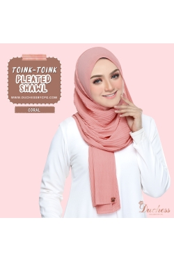Pleated shawl - coral